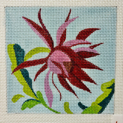 Red Stylized Flower needlepoint canvas - Bargello Needlepoint