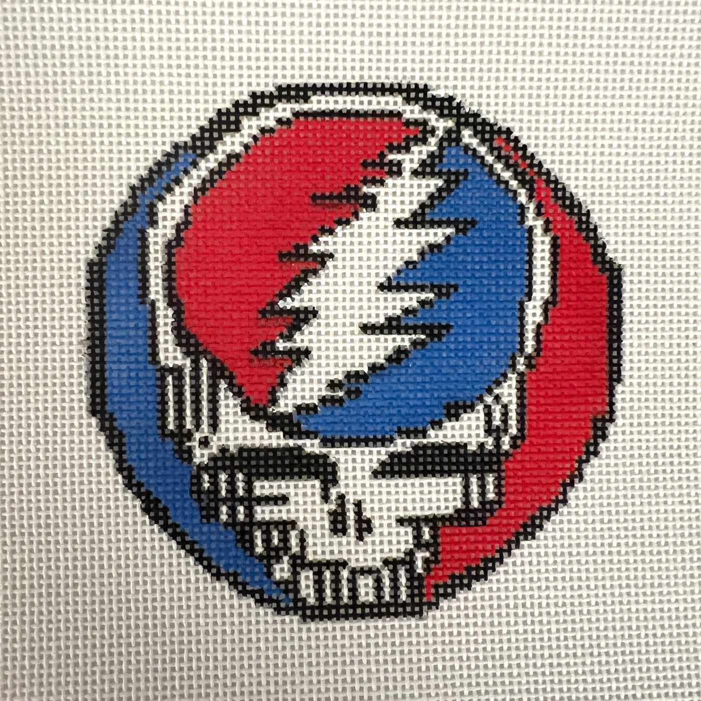 Red, White, Blue Steal Your Face Round Ornament or Insert needlepoint canvas - Bargello Needlepoint