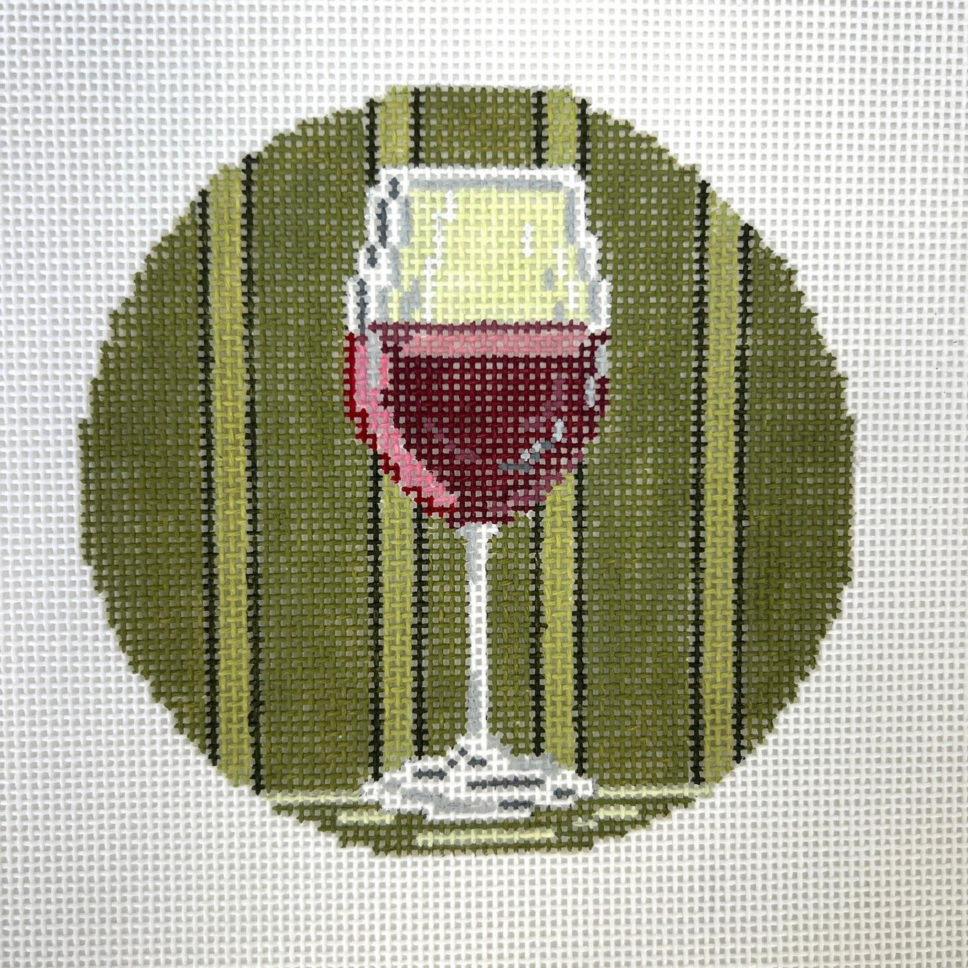 Red Wine Round/Coaster needlepoint canvas - Bargello Needlepoint