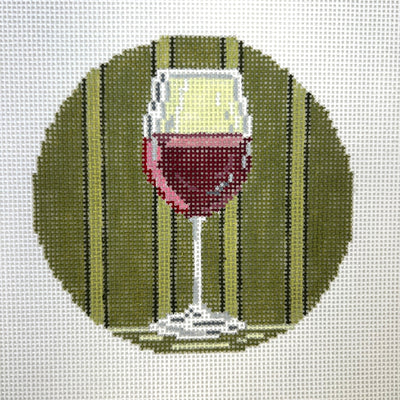 Red Wine Round/Coaster needlepoint canvas - Bargello Needlepoint