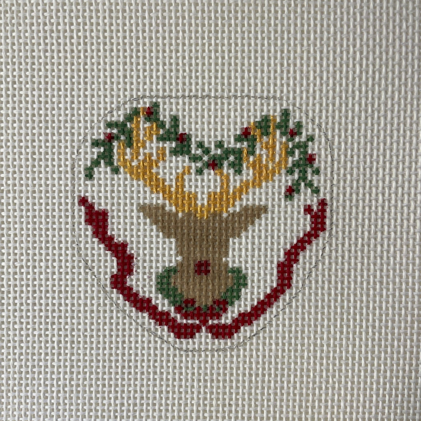 Reindeer Ornament needlepoint canvas - Bargello Needlepoint