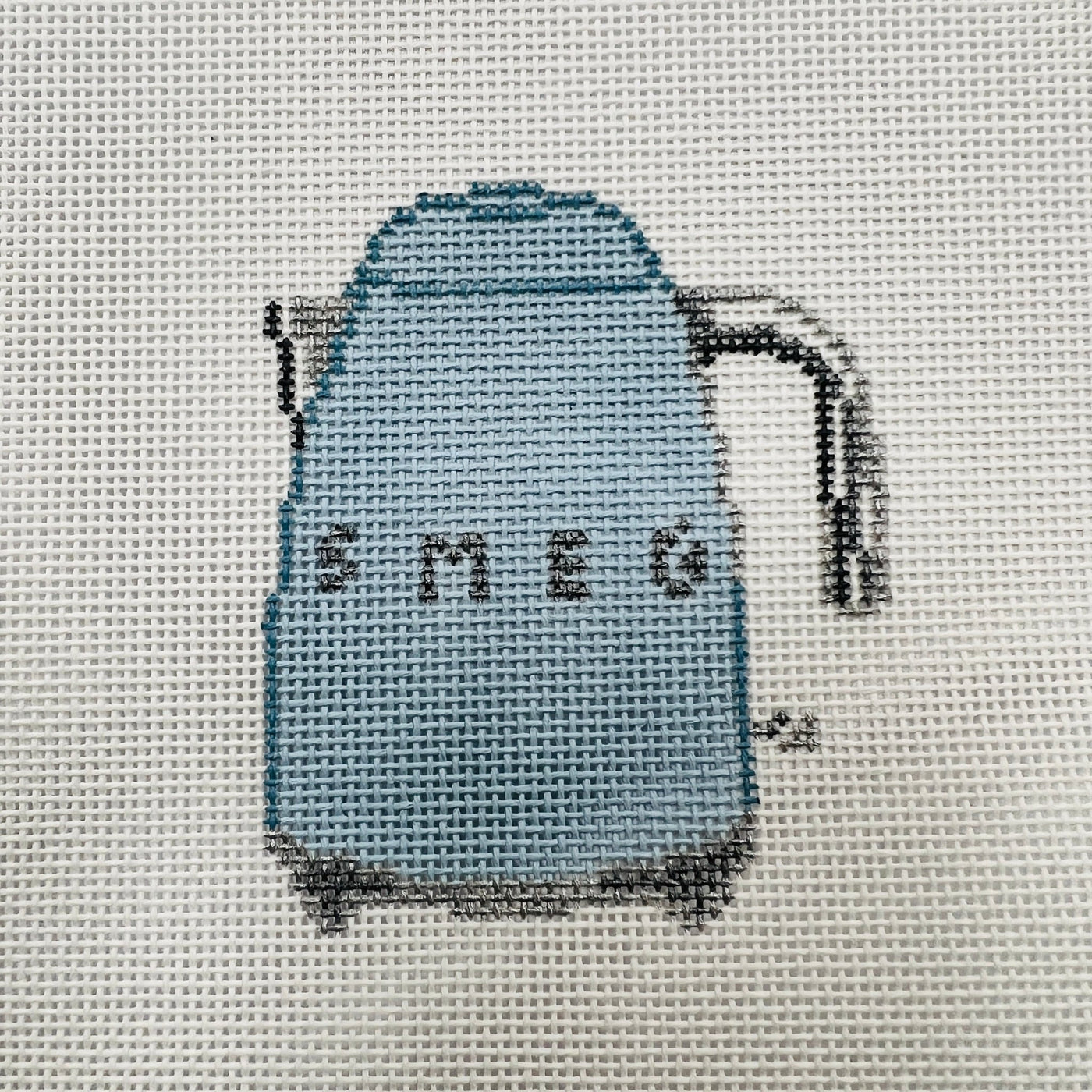 Retro Smeg Tea Kettle Blue needlepoint canvas - Bargello Needlepoint