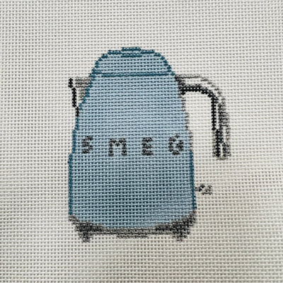 Retro Smeg Tea Kettle Blue needlepoint canvas - Bargello Needlepoint