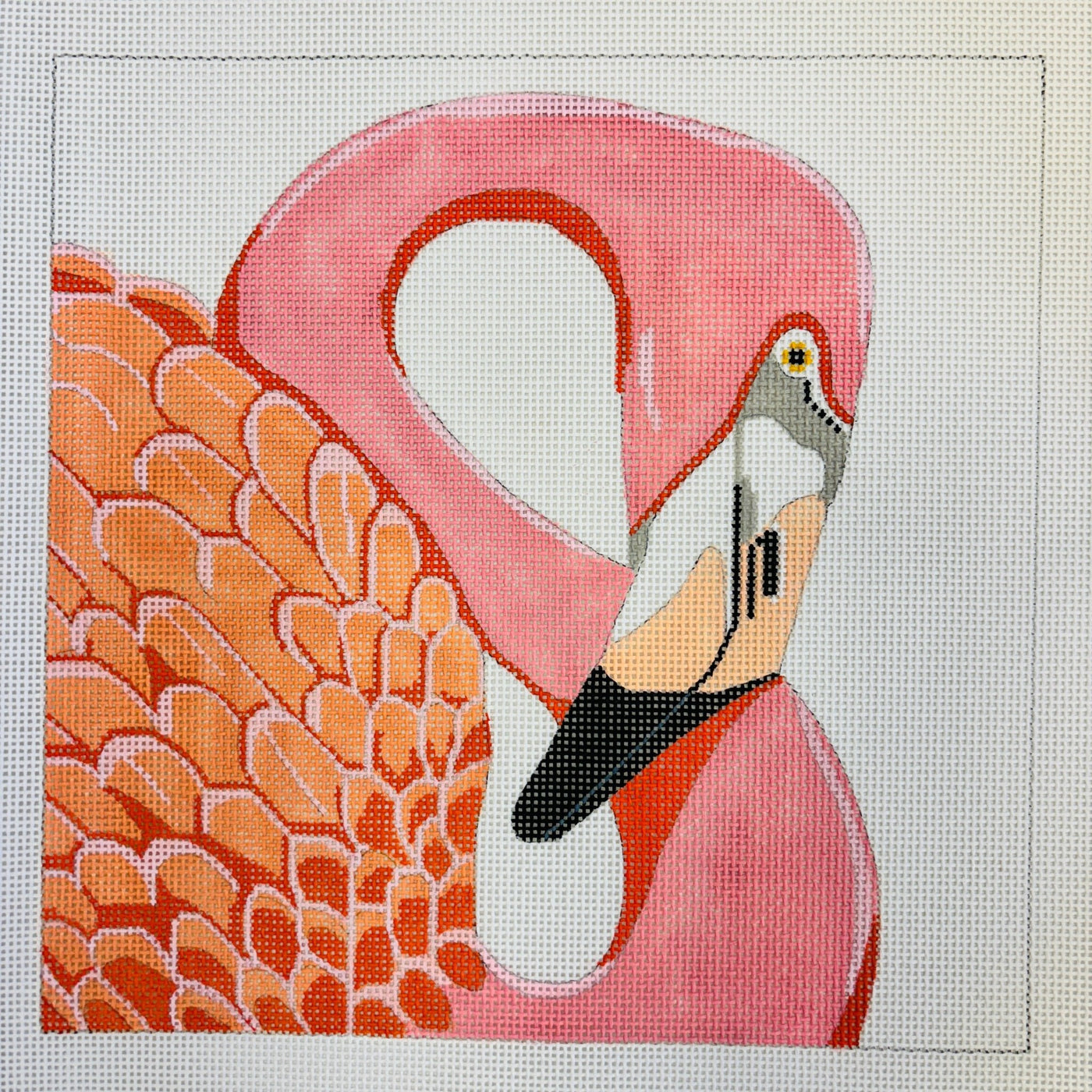 Rhett, the Flamingo needlepoint canvas - Bargello Needlepoint