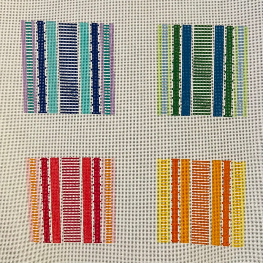 Ribbon Stripes Coasters needlepoint canvas - Bargello Needlepoint