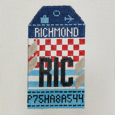 Richmond RIC Travel Tag needlepoint canvas - Bargello Needlepoint