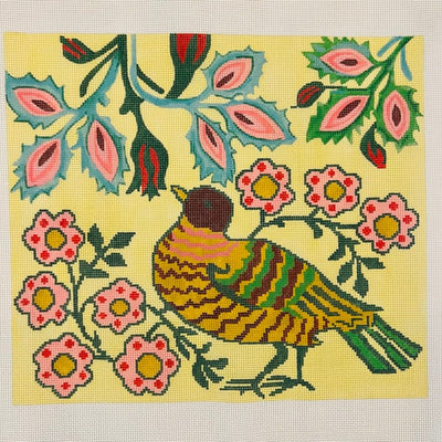 Rosebud and Bird needlepoint canvas - Bargello Needlepoint