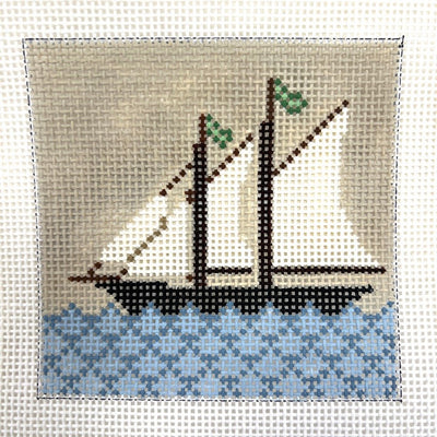 Sailboat Coaster/Insert needlepoint canvas - Bargello Needlepoint