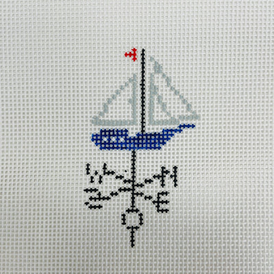 Sailboat Weathervane Ornament Size needlepoint canvas - Bargello Needlepoint