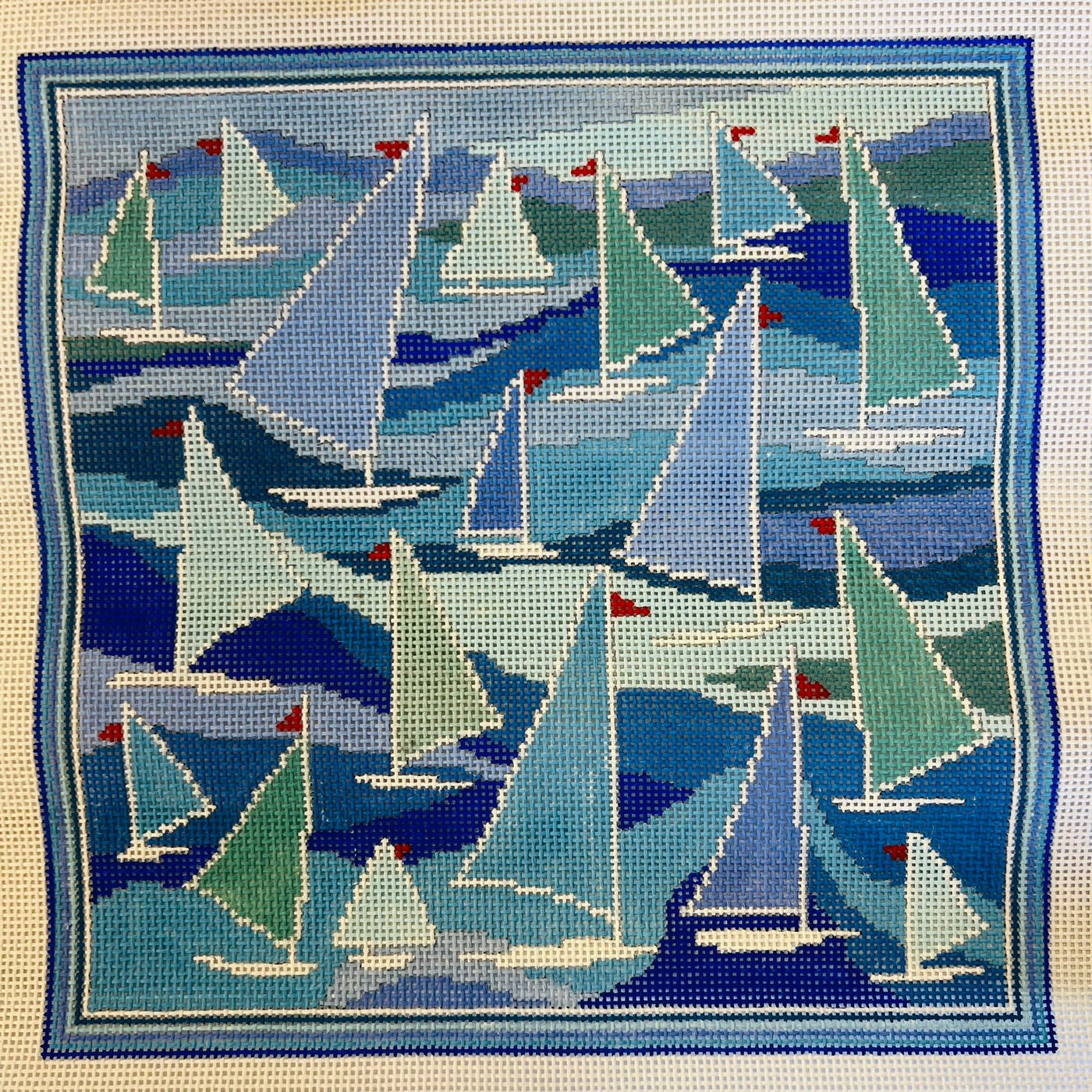 Sailboats Pillow needlepoint canvas - Bargello Needlepoint