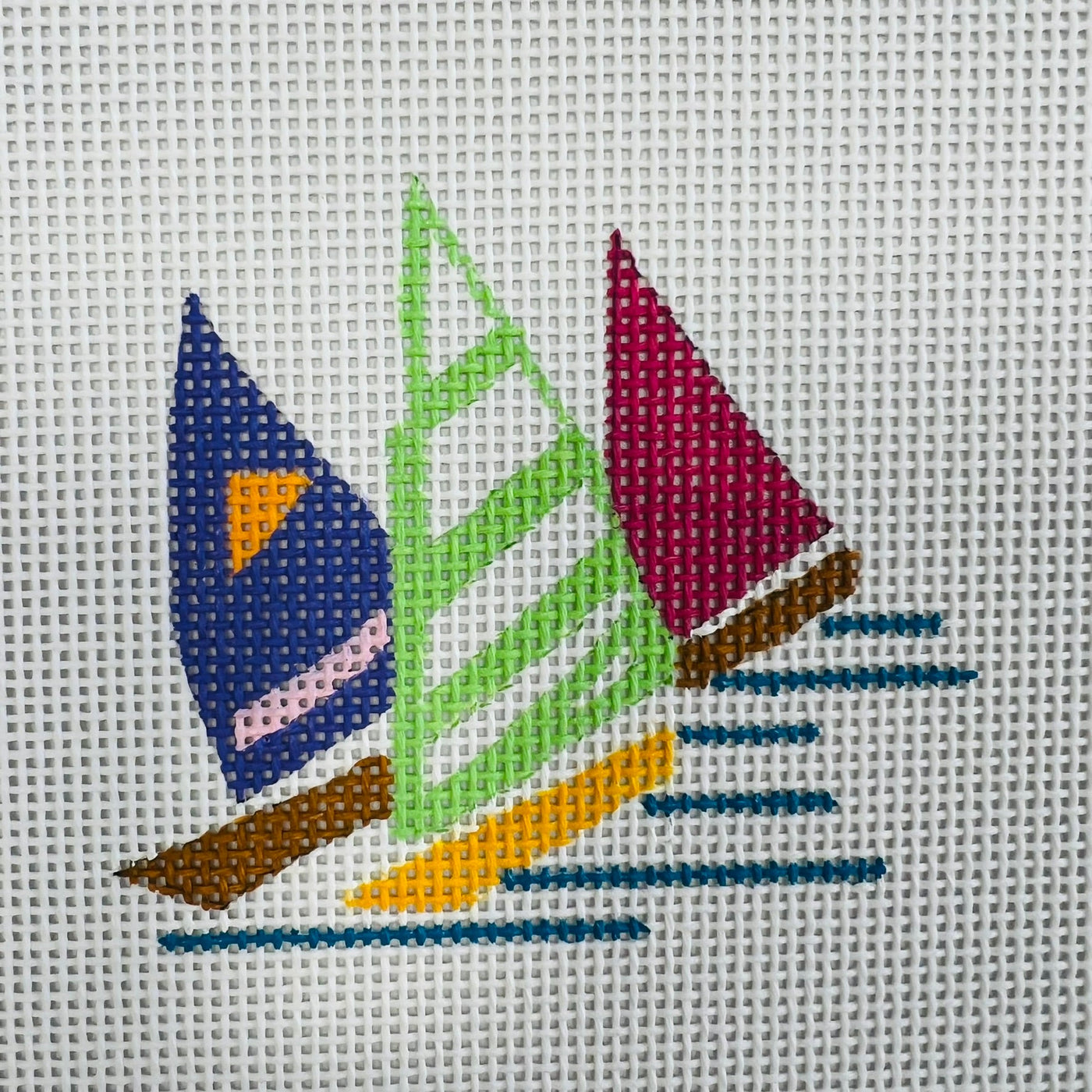 Sailboats Trio needlepoint canvas - Bargello Needlepoint