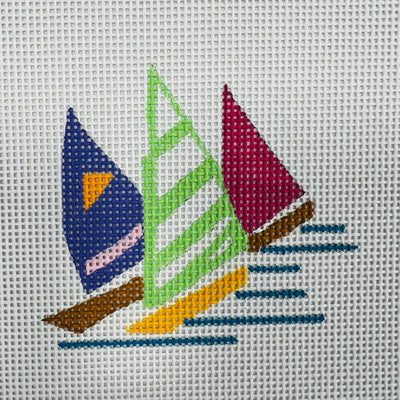 Sailboats Trio needlepoint canvas - Bargello Needlepoint