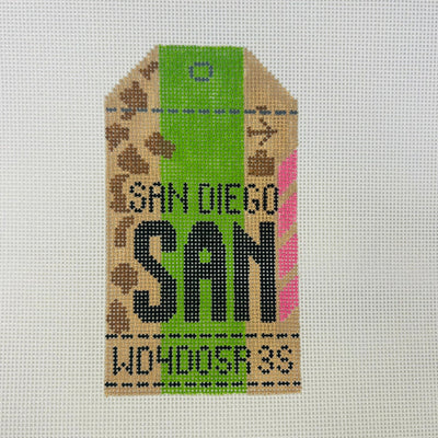 San Diego SAN Travel Tag needlepoint canvas - Bargello Needlepoint