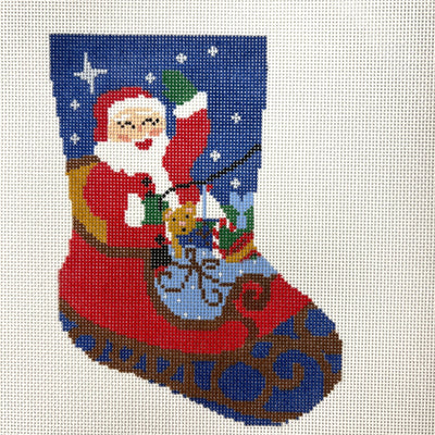 Santa Sleigh Mini Stocking needlepoint canvas - Bargello Needlepoint