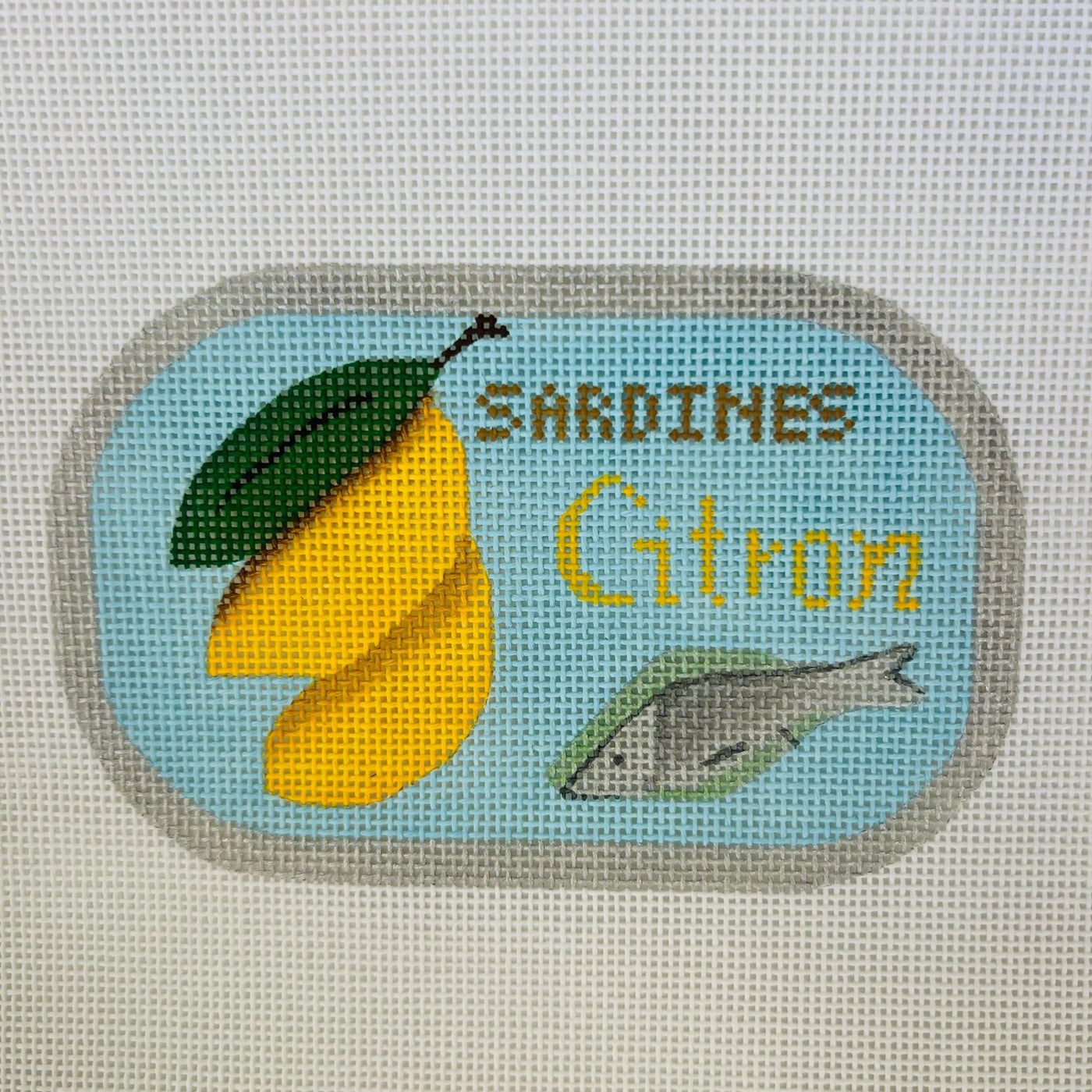 Sardines Citron Ornament needlepoint canvas - Bargello Needlepoint