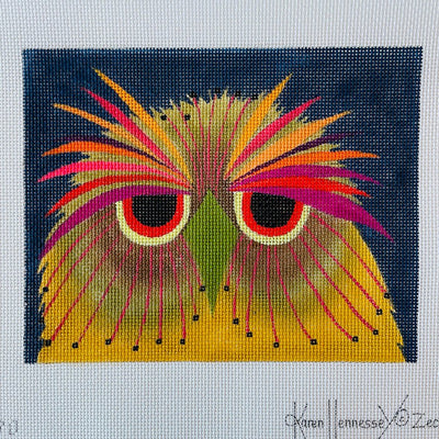 Screech Owl needlepoint canvas - Bargello Needlepoint