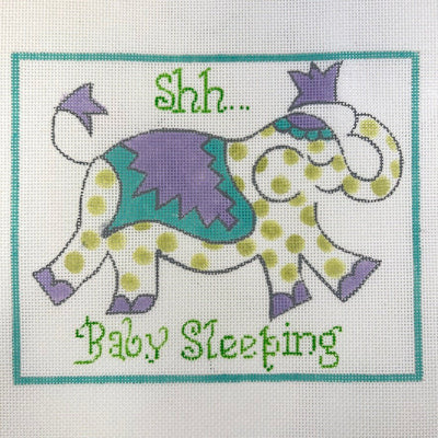 Shh... Baby Sleeping Elephant needlepoint canvas - Bargello Needlepoint