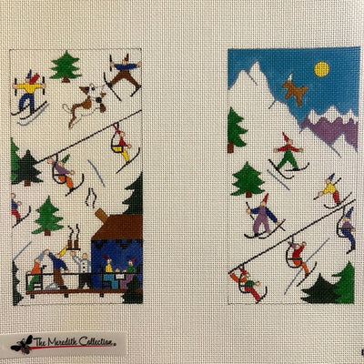 Ski Slope Scene Eyeglass Case needlepoint canvas - Bargello Needlepoint