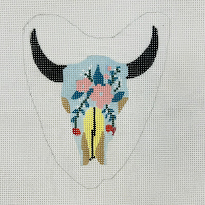 Skull with Flowers needlepoint canvas - Bargello Needlepoint