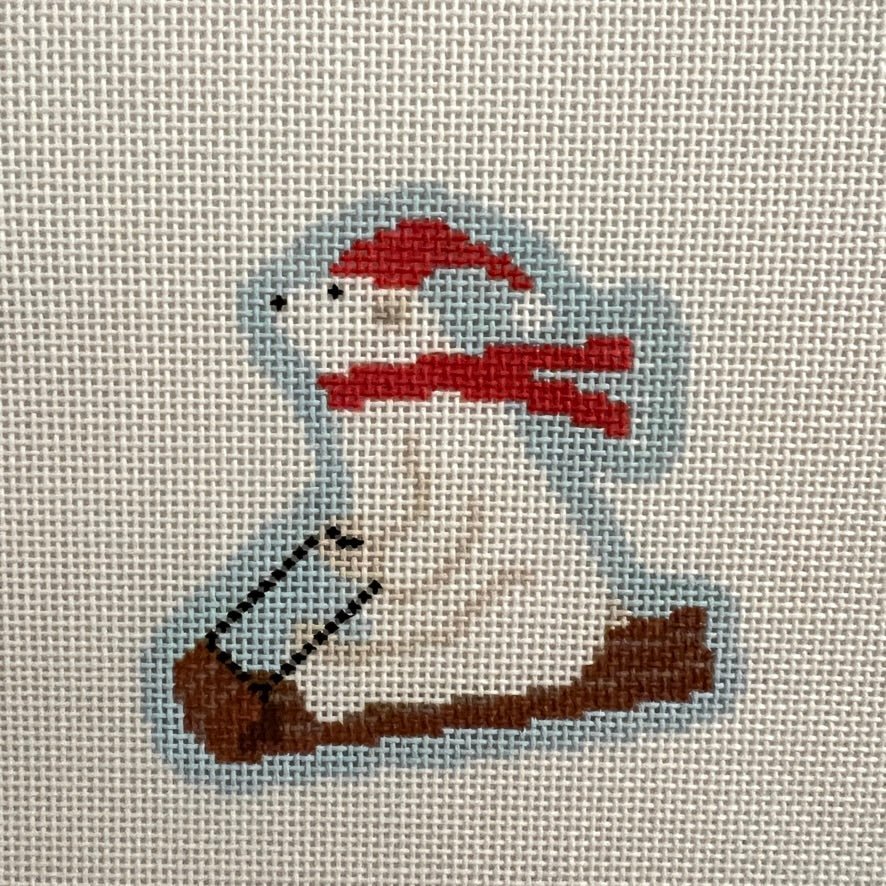 Sledding Polar Bear Ornament needlepoint canvas - Bargello Needlepoint