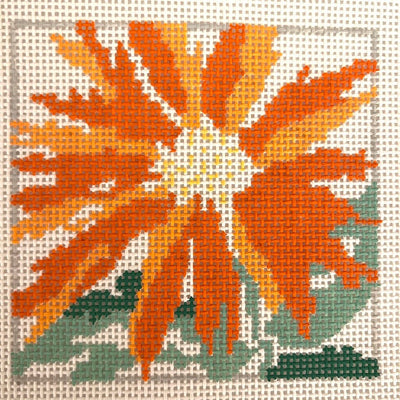 Small Orange Splash Flower needlepoint canvas - Bargello Needlepoint