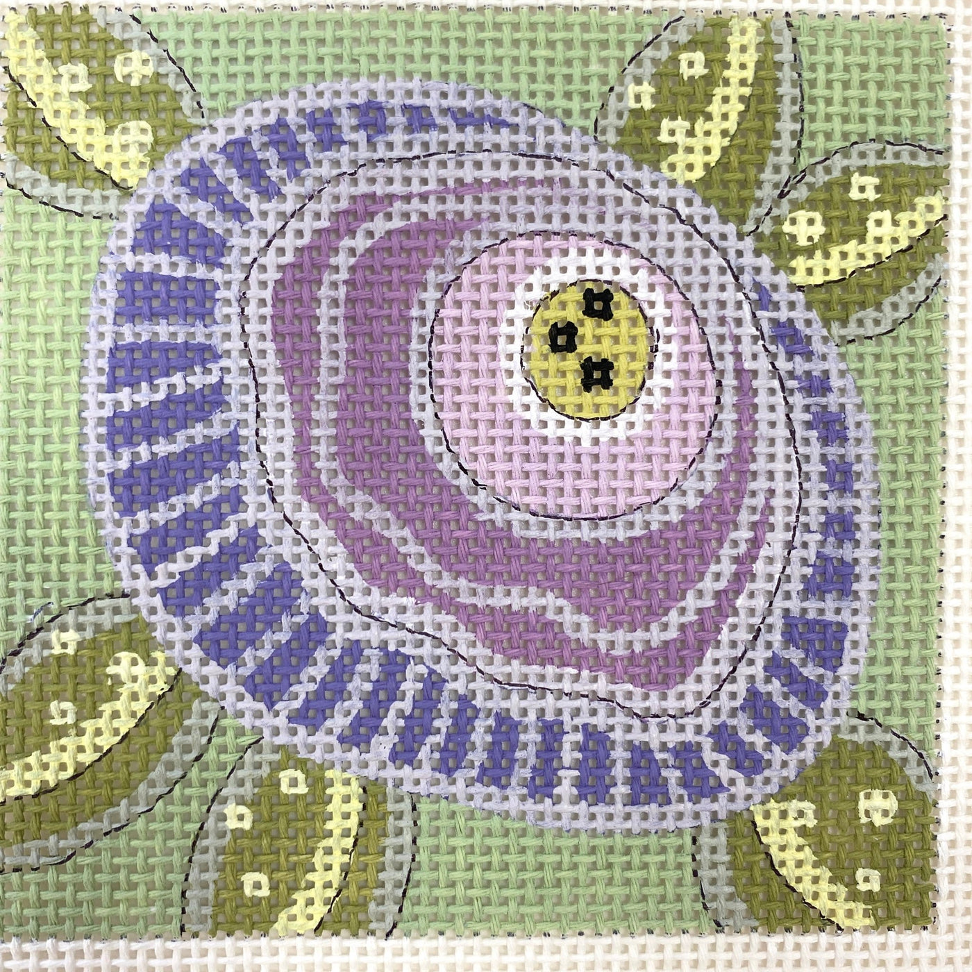 Small Purple Fower needlepoint canvas - Bargello Needlepoint