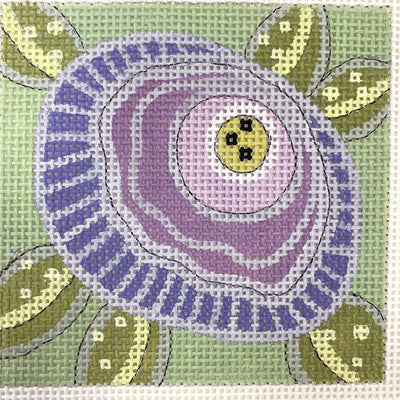 Small Purple Fower needlepoint canvas - Bargello Needlepoint