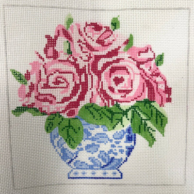 Small Vase of Roses needlepoint canvas - Bargello Needlepoint