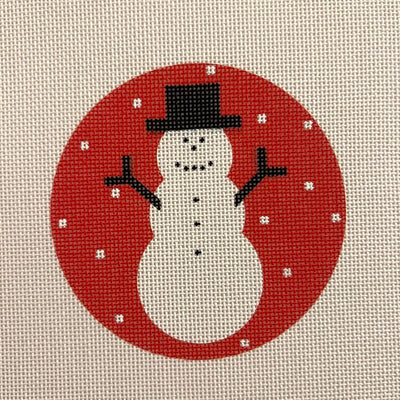 Snowman on Red with Dots Ornament needlepoint canvas - Bargello Needlepoint