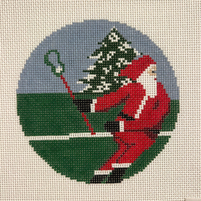 Sporty Santa Lax Bro Ornament needlepoint canvas - Bargello Needlepoint