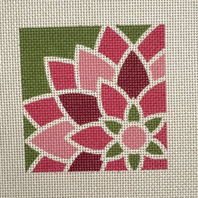 Square Pink Graphic Flower needlepoint canvas - Bargello Needlepoint