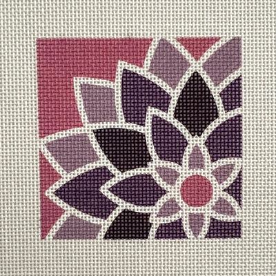 Square Purple Graphic Flower needlepoint canvas - Bargello Needlepoint