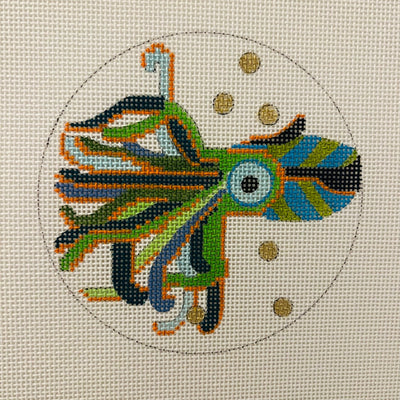 Squid Coaster needlepoint canvas - Bargello Needlepoint