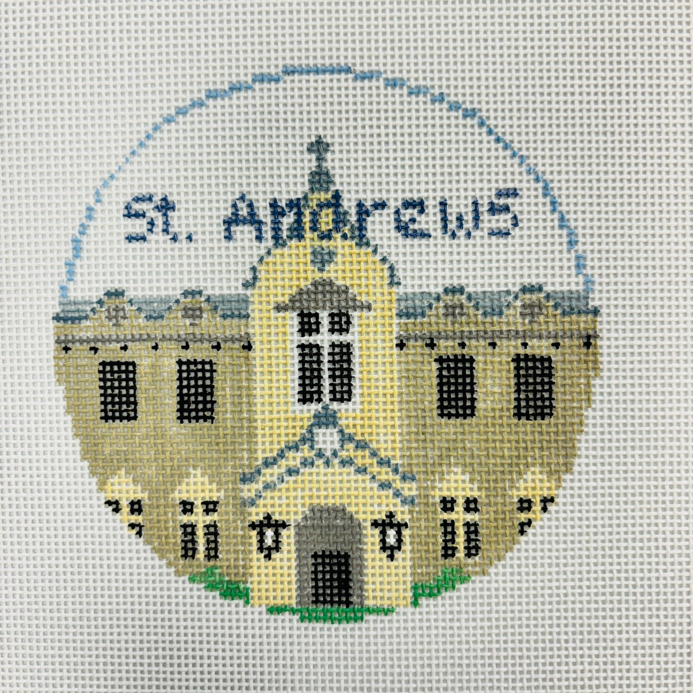 St. Andrew's University (Scotland) Round Ornament needlepoint canvas - Bargello Needlepoint