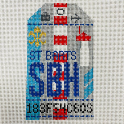 St. Barts SBH Travel Tag needlepoint canvas - Bargello Needlepoint