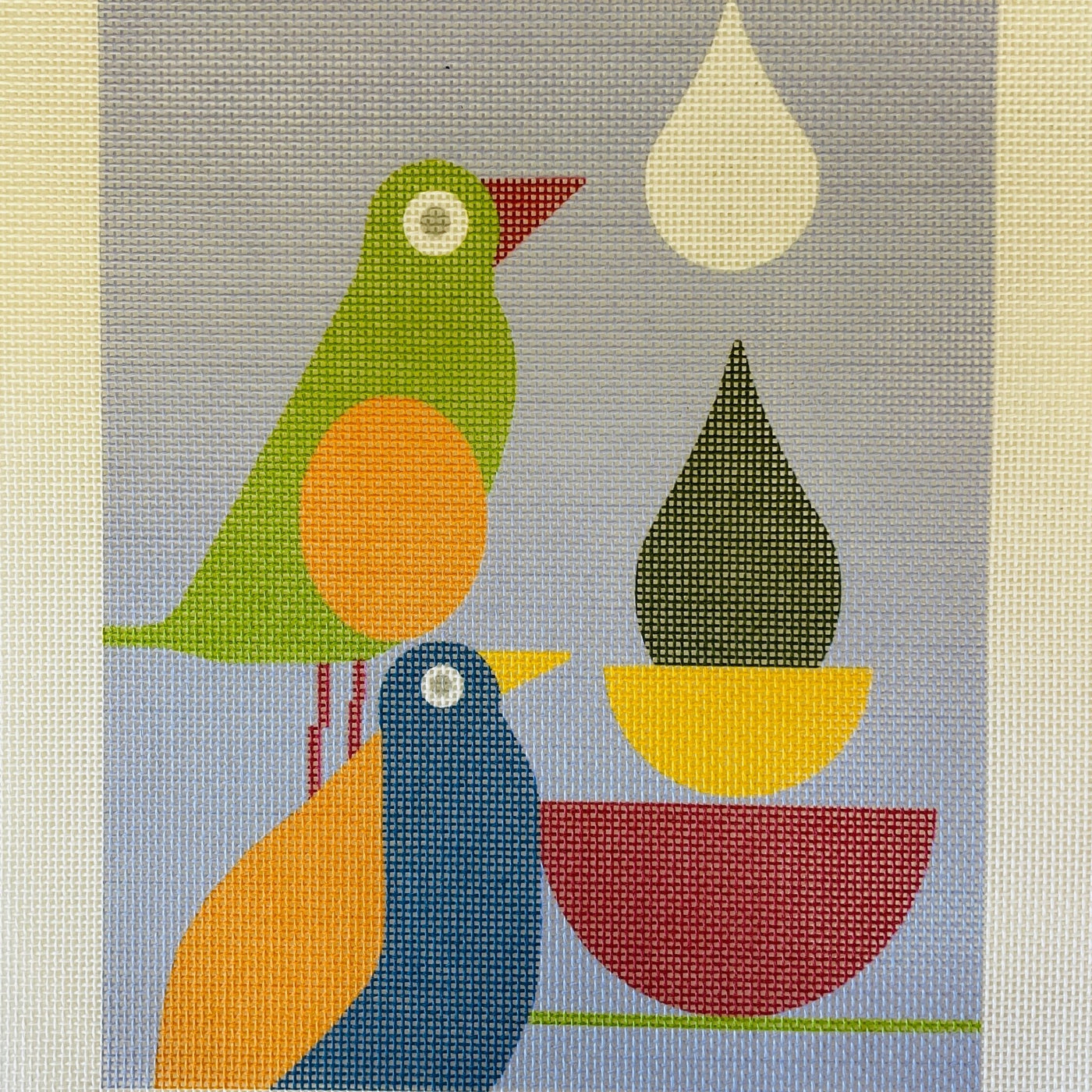 Stacked Birds Mid - Century Modern needlepoint canvas - Bargello Needlepoint