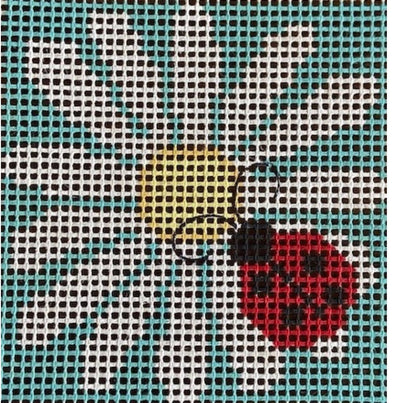 Stitchin' Littles Ladybug on Daisy Needlepoint Kit (includes fiber) needlepoint canvas - Bargello Needlepoint