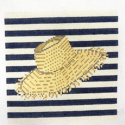 Straw Beach Hat needlepoint canvas - Bargello Needlepoint