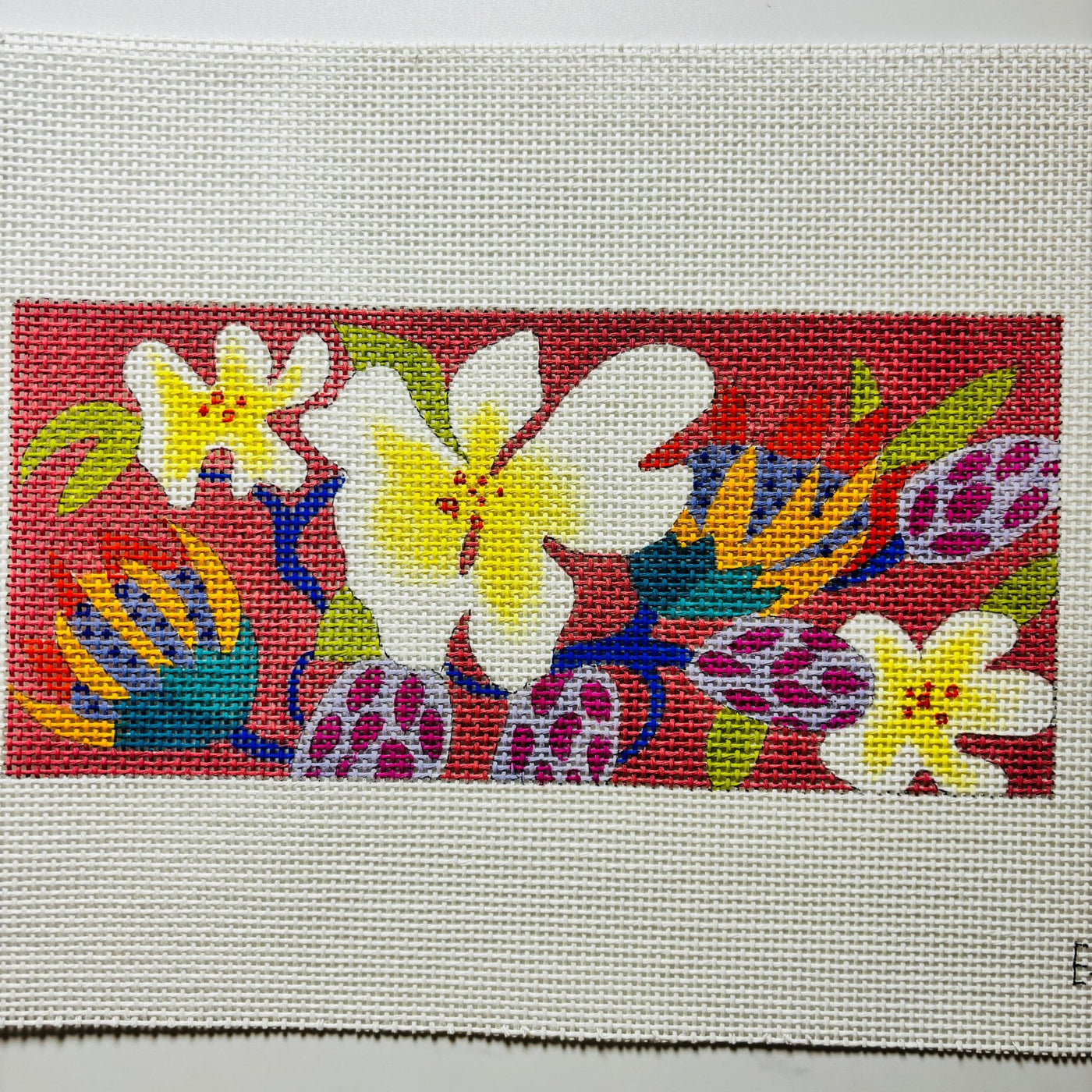 Stylized Floral Brick Cover Top needlepoint canvas - Bargello Needlepoint