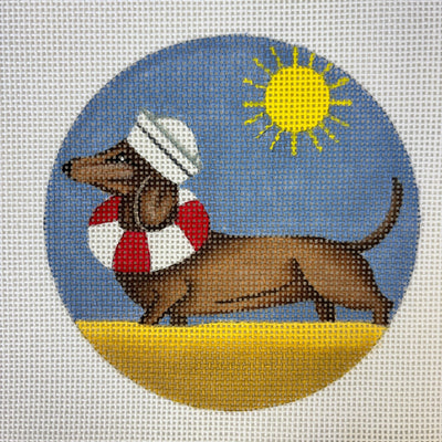 Summer Doxon/Dachshund Ornament needlepoint canvas - Bargello Needlepoint