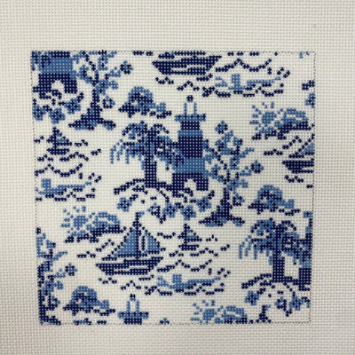 Summer Toile Mini Insert Blue needlepoint canvas - Bargello Needlepoint