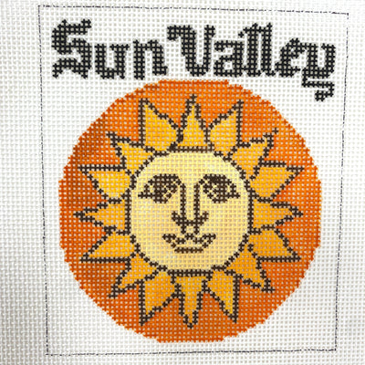 Sun Valley Ski Badge needlepoint canvas - Bargello Needlepoint