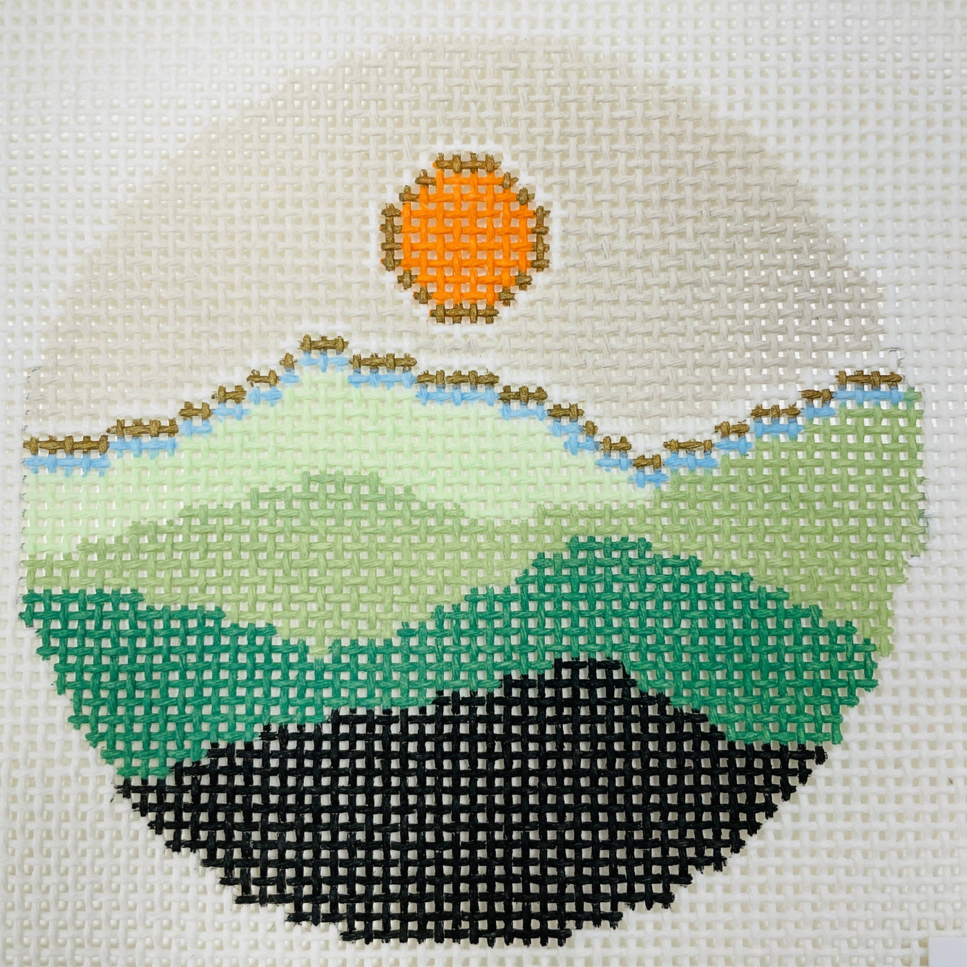 Sunset Over the Mountains Ornament needlepoint canvas - Bargello Needlepoint