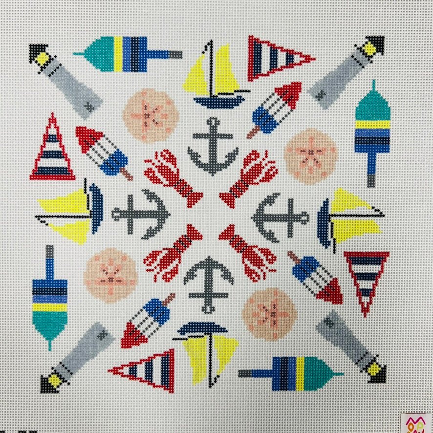 Take Me to Maine - NE mandala needlepoint canvas - Bargello Needlepoint