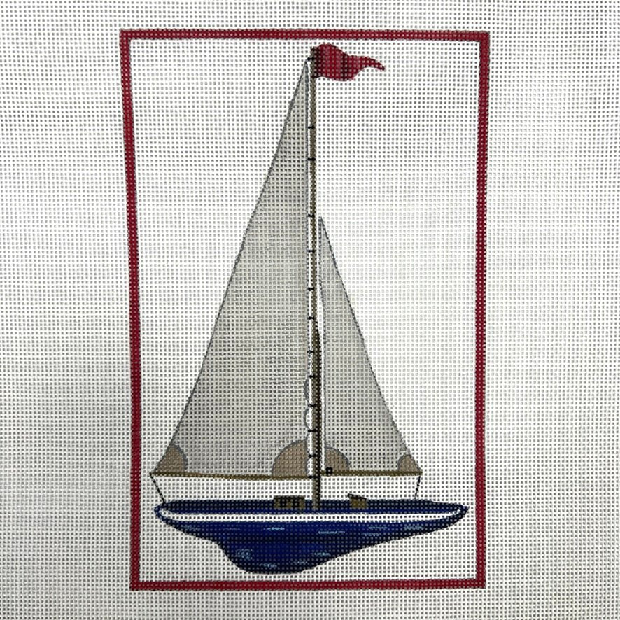 Tall Sailboat needlepoint canvas - Bargello Needlepoint