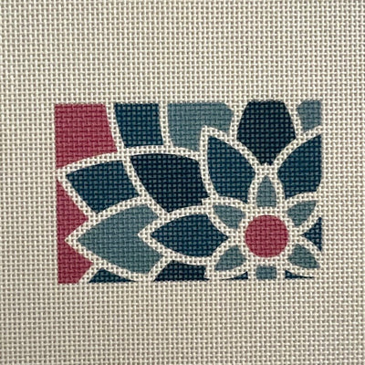 Teal Graphic Flower 2 x 3 needlepoint canvas - Bargello Needlepoint