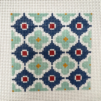 Teal Moroccan Tile needlepoint canvas - Bargello Needlepoint