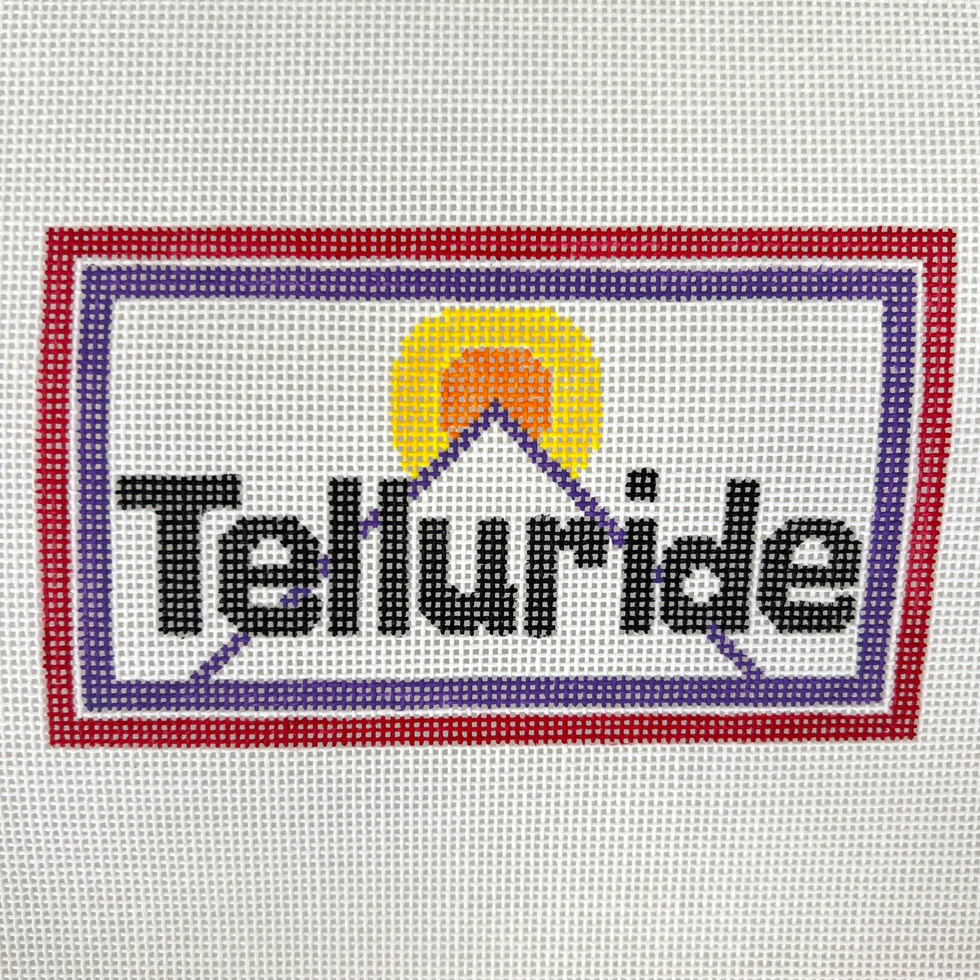 Telluride Ski Badge needlepoint canvas - Bargello Needlepoint