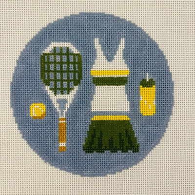 Tennis Attire Round Insert/Ornament needlepoint canvas - Bargello Needlepoint