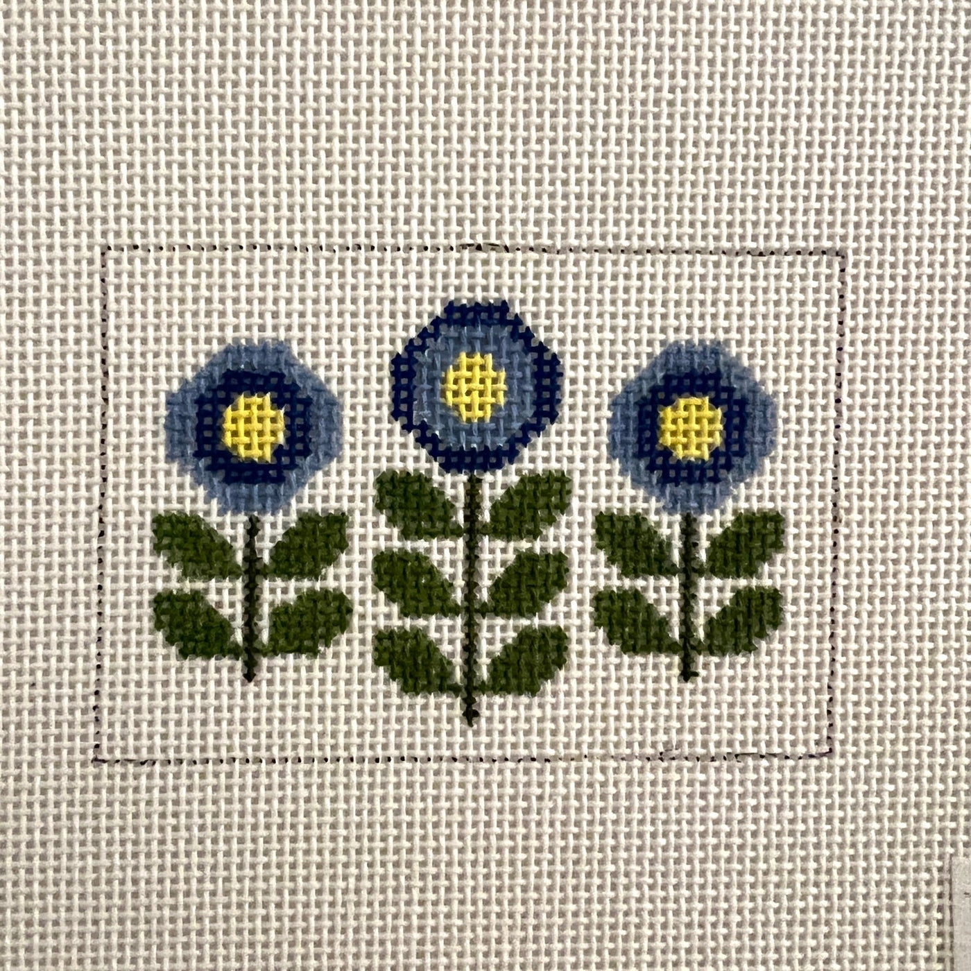 Three Blooms Insert - Blue needlepoint canvas - Bargello Needlepoint